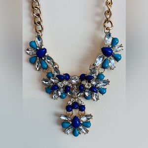 Gorgeous stone necklace with blue purple CZ gold tiered